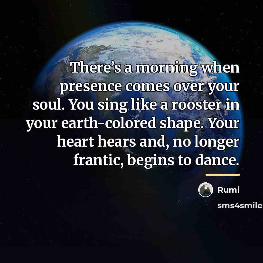“There’s a morning when presence comes over your soul. You…” quote by Rumi