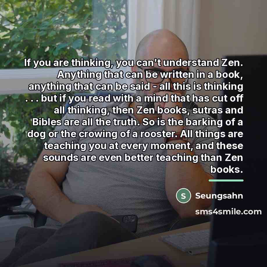 “If you are thinking, you can't understand Zen. Anything that…” quote by Seungsahn