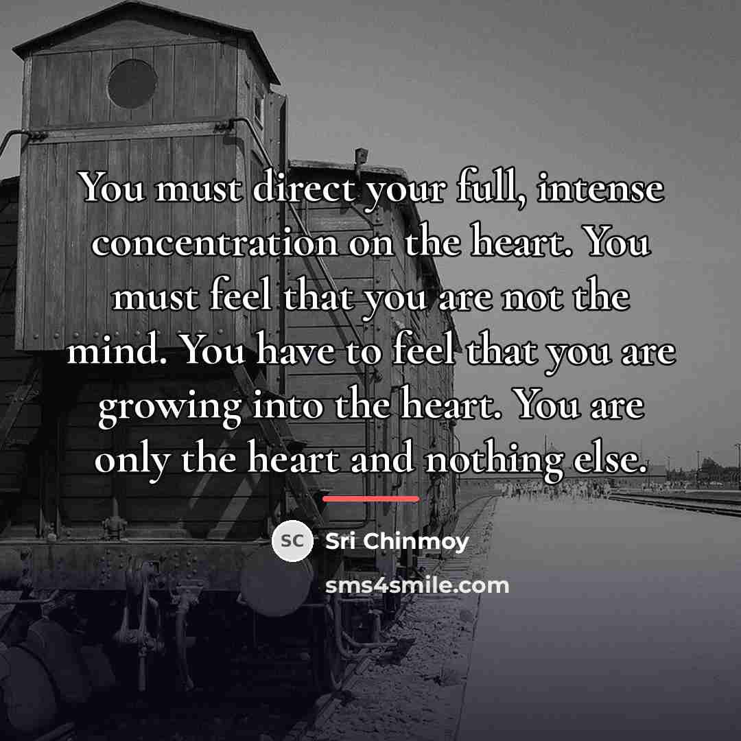 “You must direct your full, intense concentration on the heart.…” quote by Sri Chinmoy