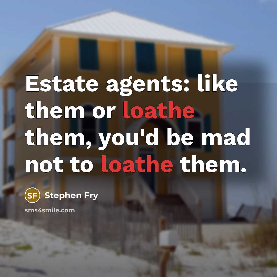 “Estate agents: like them or loathe them, you'd be mad…” quote by Stephen Fry