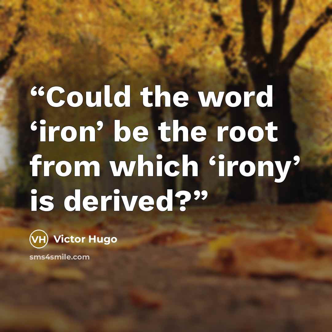 “Could the word ‘iron’ be the root from which ‘irony’ is derived?” quote by Victor Hugo