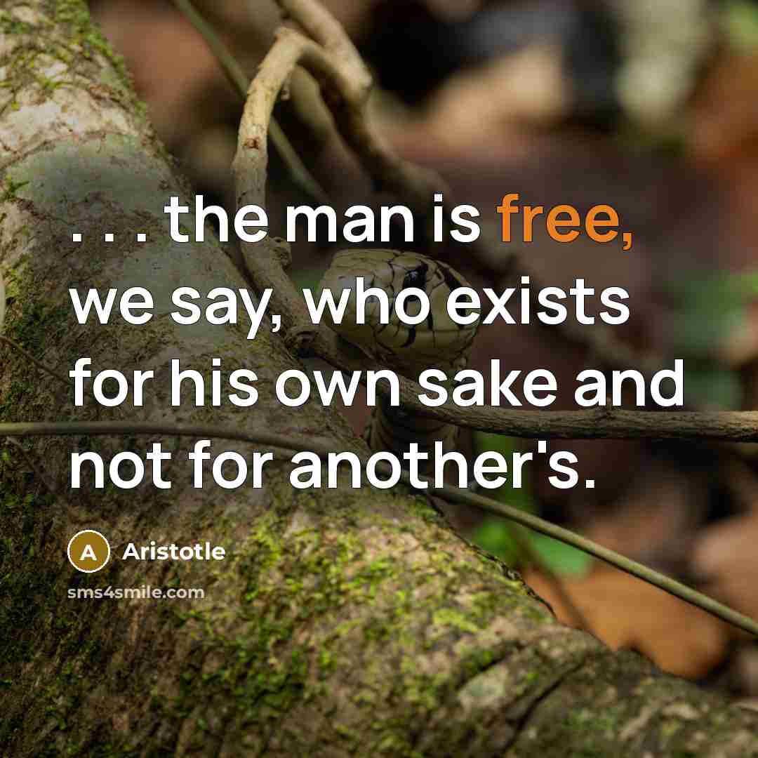 “. . . the man is free, we say, who…” quote by Aristotle