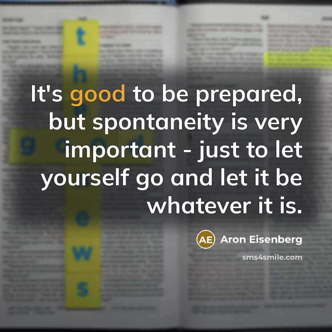 “It's good to be prepared, but spontaneity is very important…” quote by Aron Eisenberg