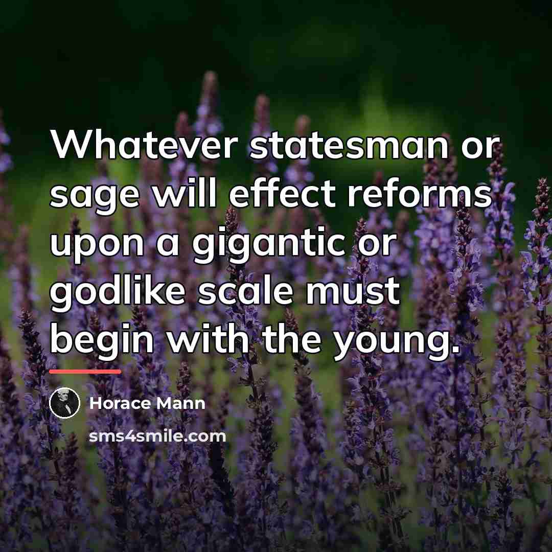 “Whatever statesman or sage will effect reforms upon a gigantic…” quote by Horace Mann