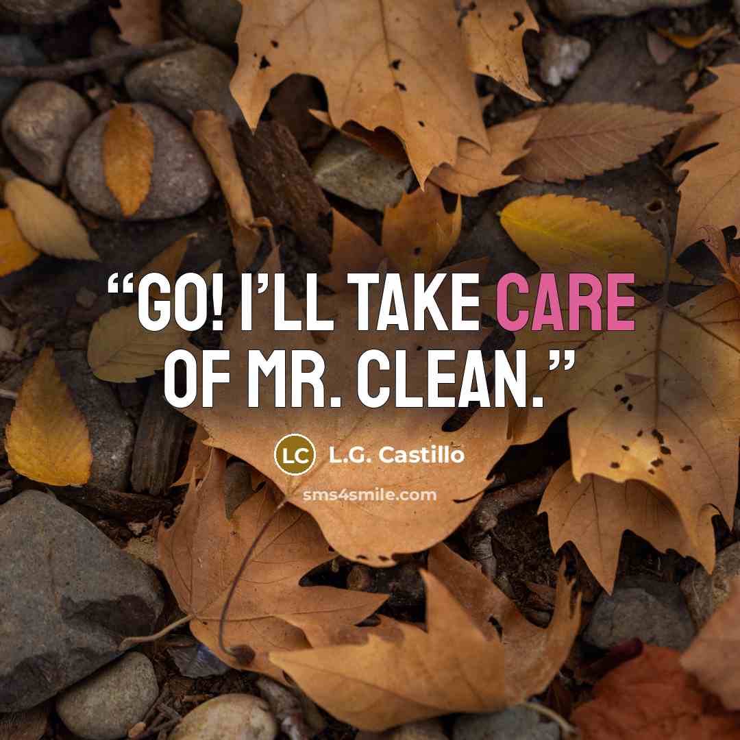 “Go! I’ll take care of Mr. Clean.” quote by L.G. Castillo