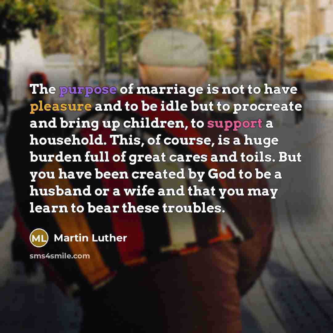 “The purpose of marriage is not to have pleasure and…” quote by Martin Luther
