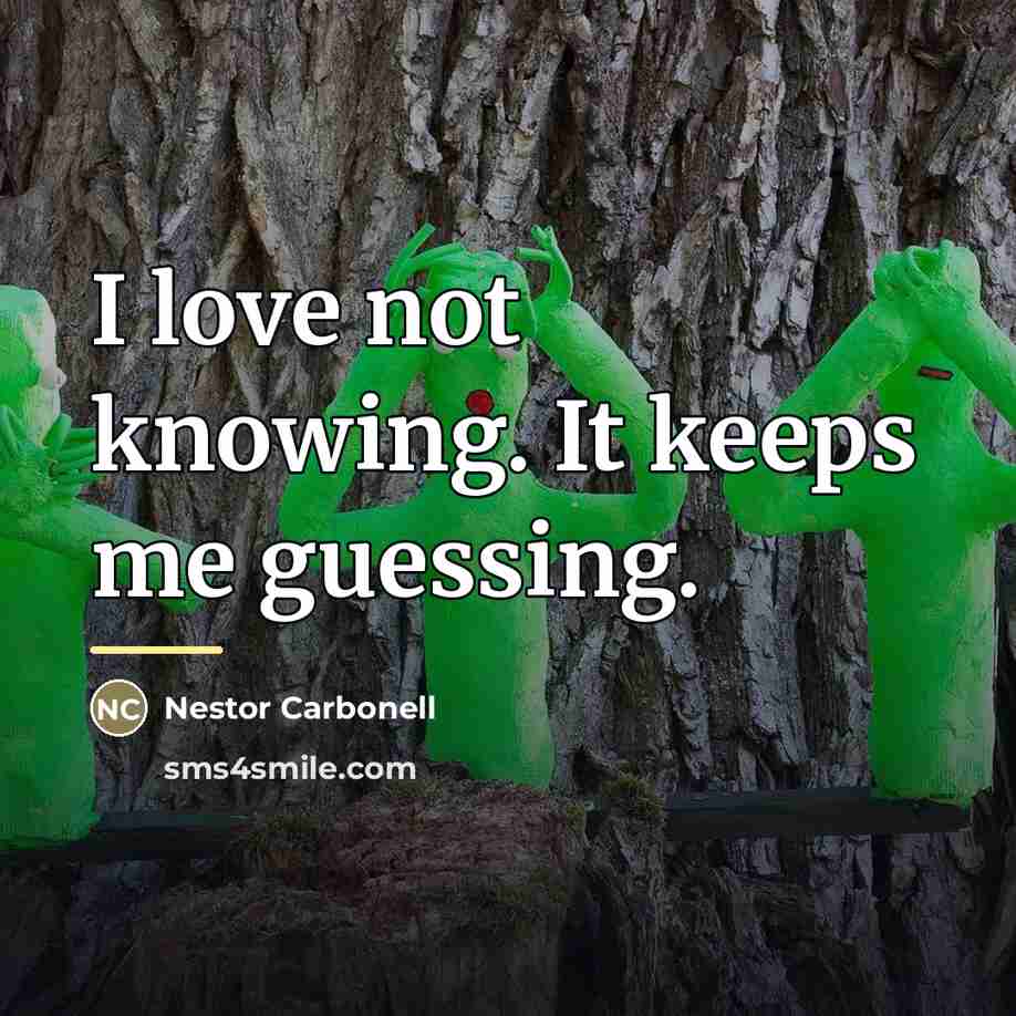 “I love not knowing. It keeps me guessing.…” quote by Nestor Carbonell