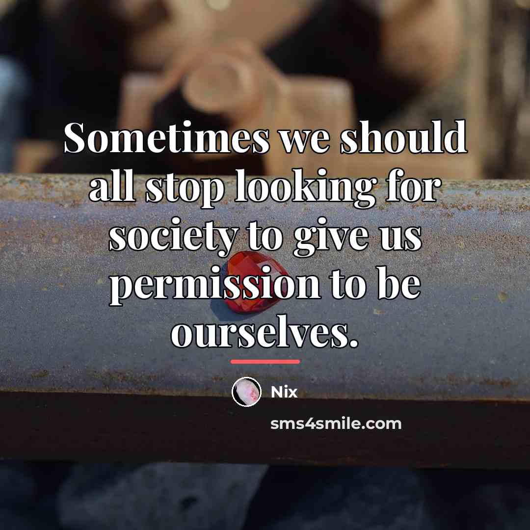 “Sometimes we should all stop looking for society to give…” quote by Nix