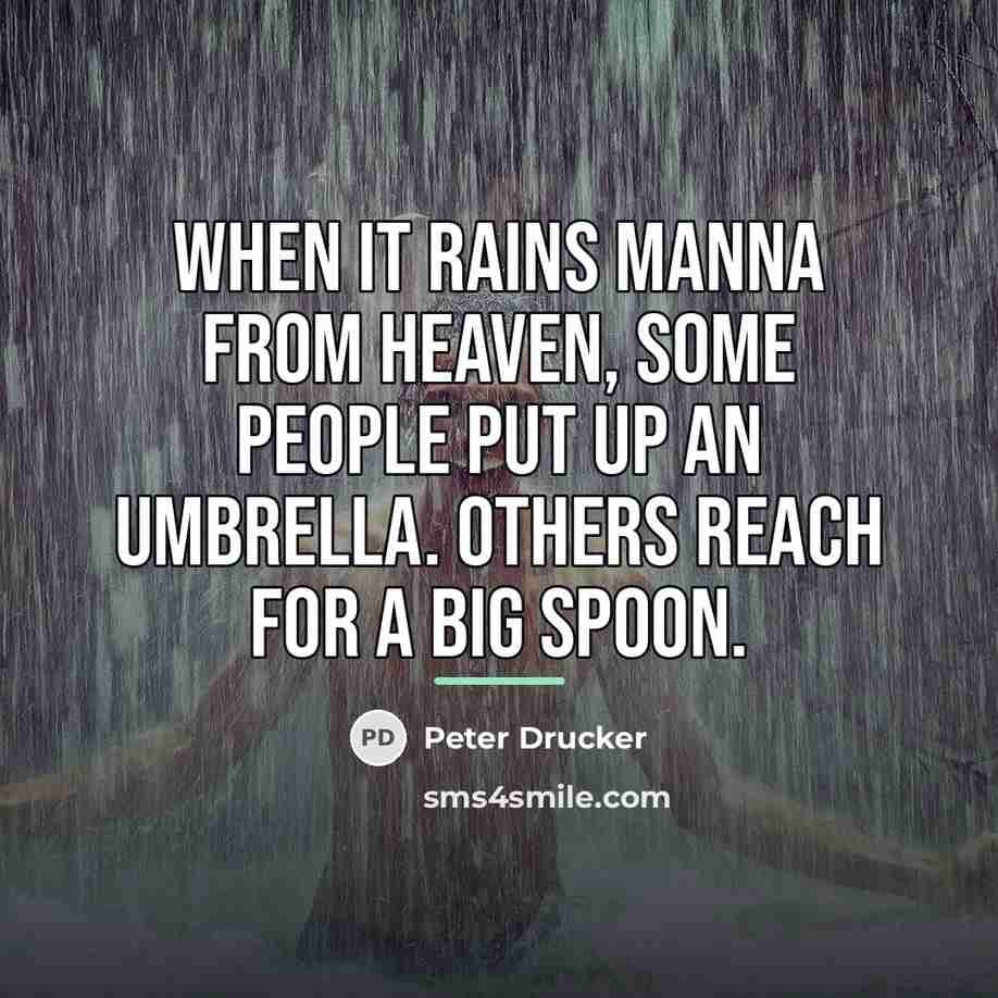 “When it rains manna from heaven, some people put up…” quote by Peter Drucker