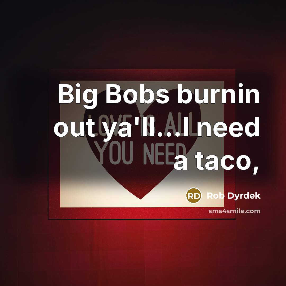 “Big Bobs burnin out ya'll...I need a taco,…” quote by Rob Dyrdek