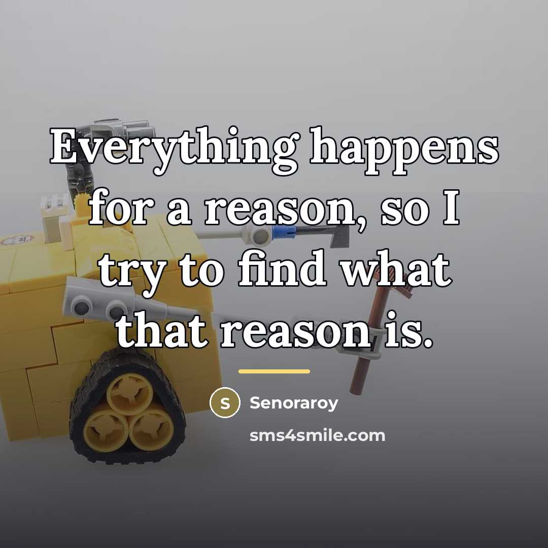 “Everything happens for a reason, so I try to find…” quote by Senoraroy