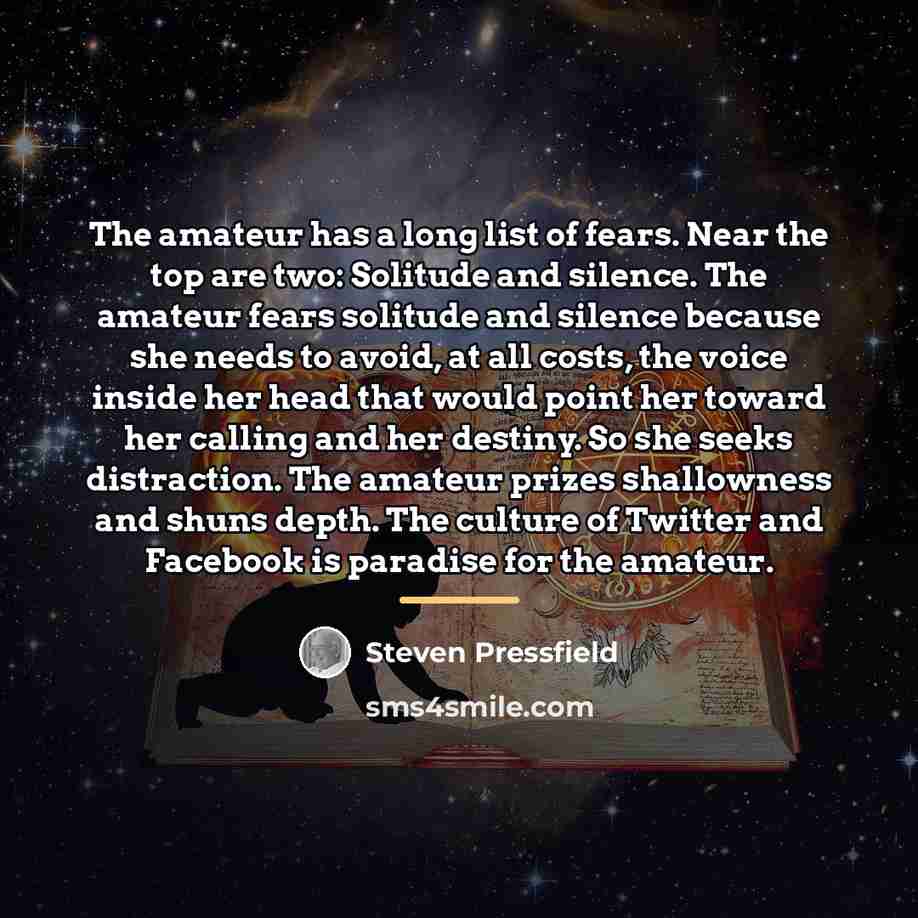 “The amateur has a long list of fears. Near the…” quote by Steven Pressfield