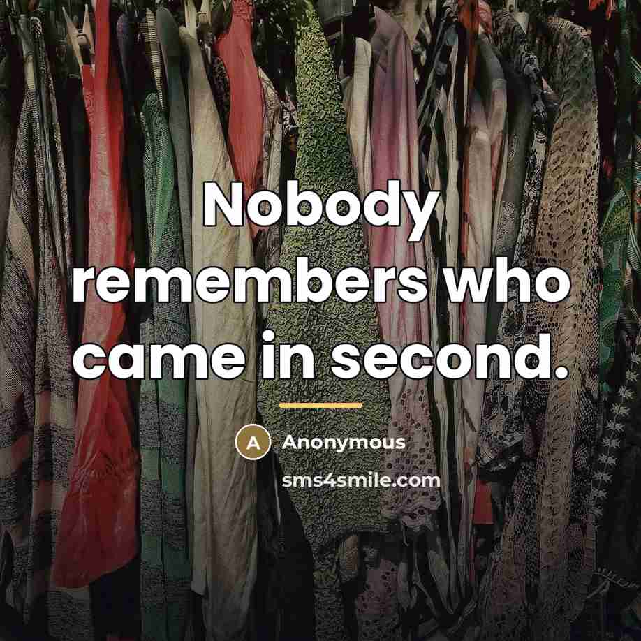 “Nobody remembers who came in second.…” quote by Anonymous