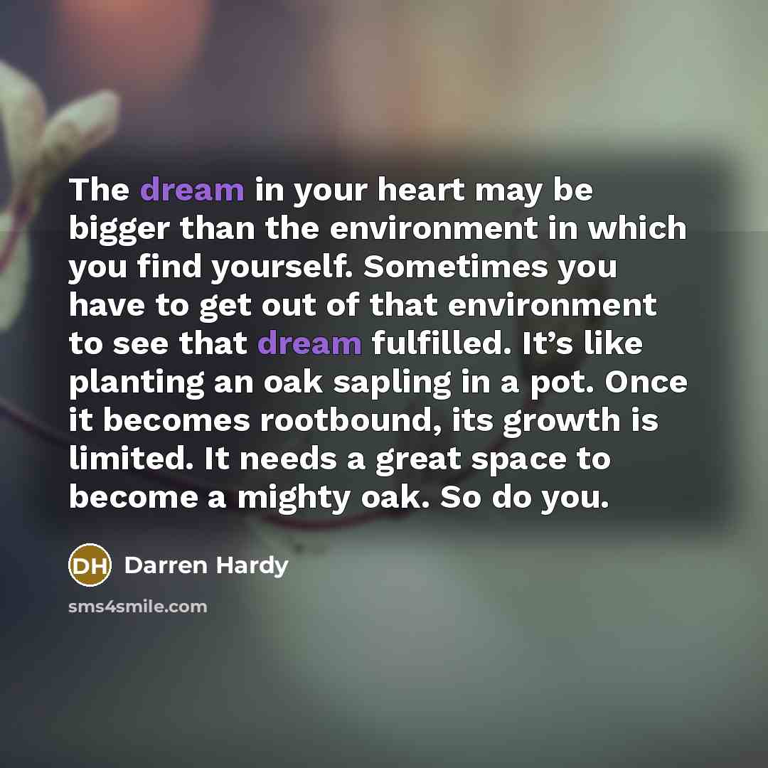 “The dream in your heart may be bigger than the…” quote by Darren Hardy