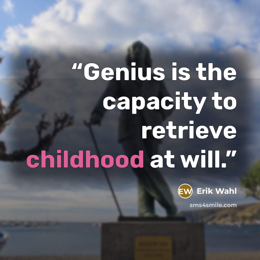 “Genius is the capacity to retrieve childhood at will.” quote by Erik Wahl