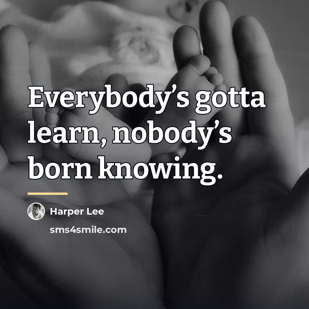“Everybody’s gotta learn, nobody’s born knowing.…” quote by Harper Lee