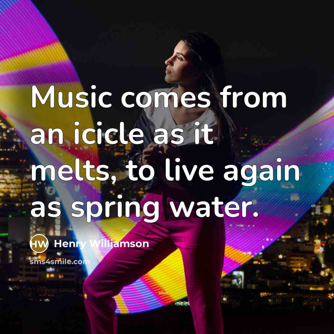 “Music comes from an icicle as it melts, to live…” quote by Henry Williamson