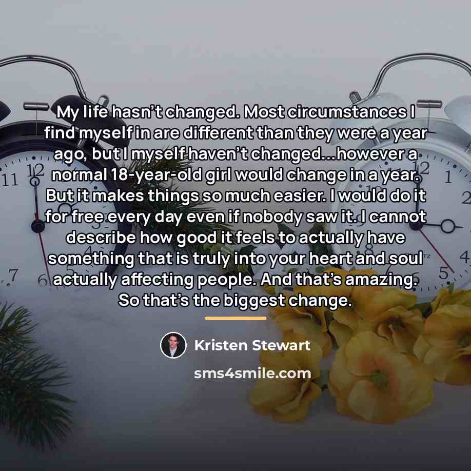 “My life hasn't changed. Most circumstances I find myself in…” quote by Kristen Stewart