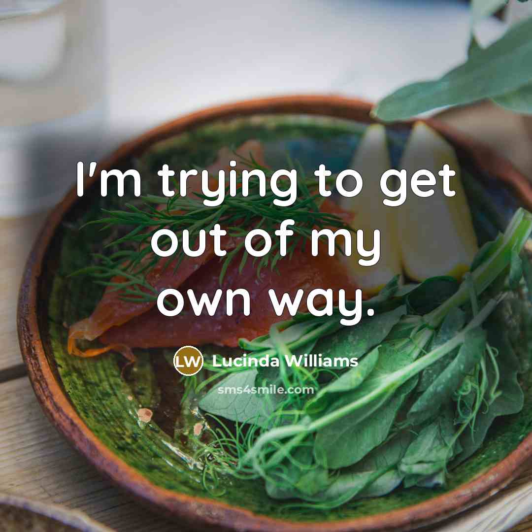 “I'm trying to get out of my own way.…” quote by Lucinda Williams