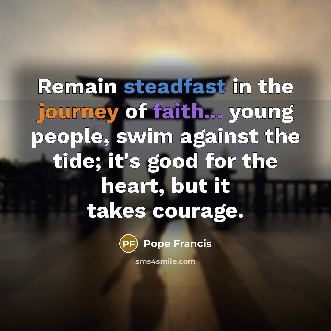 “Remain steadfast in the journey of faith... young people, swim…” quote by Pope Francis