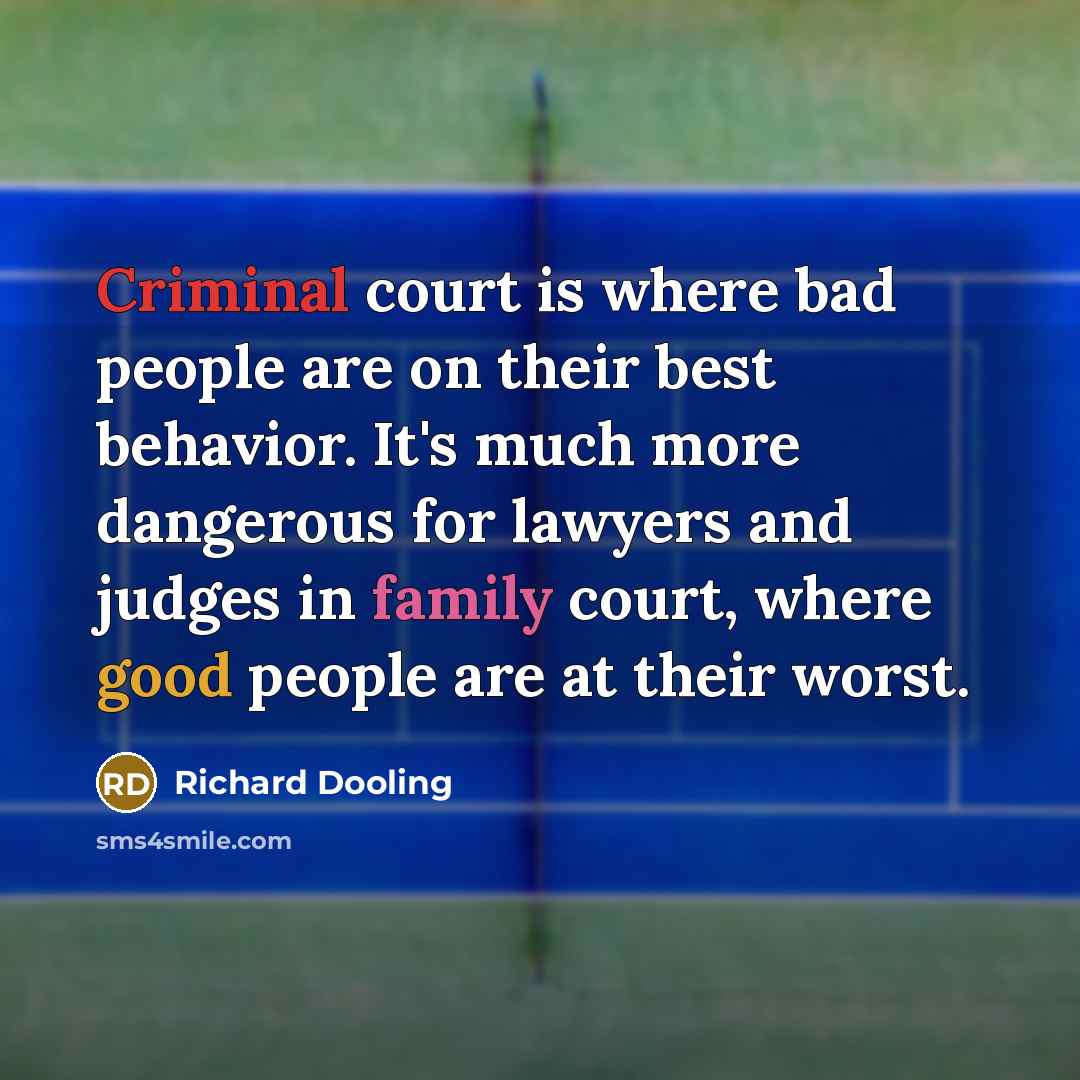 “Criminal court is where bad people are on their best…” quote by Richard Dooling