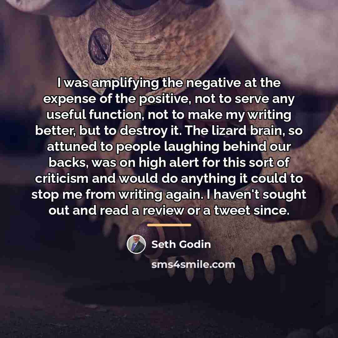 “I was amplifying the negative at the expense of the…” quote by Seth Godin