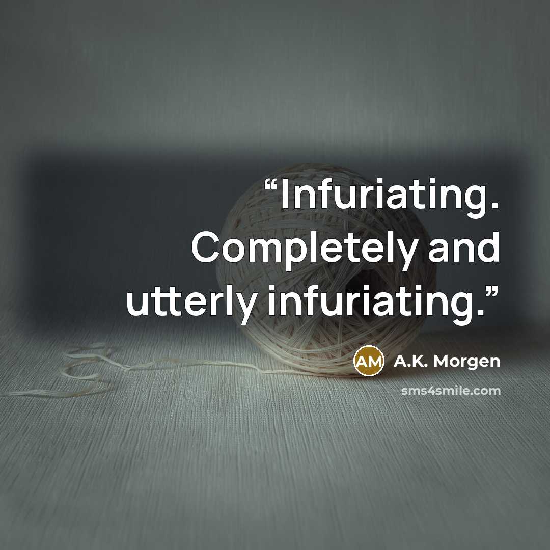 “Infuriating. Completely and utterly infuriating.” quote by A.K. Morgen