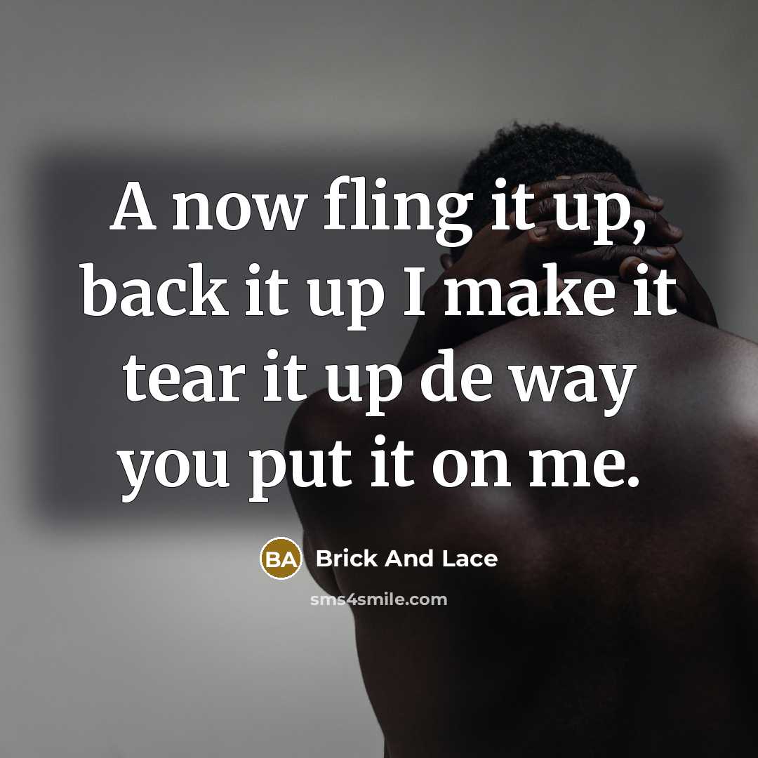 “A now fling it up, back it up I make…” quote by Brick And Lace