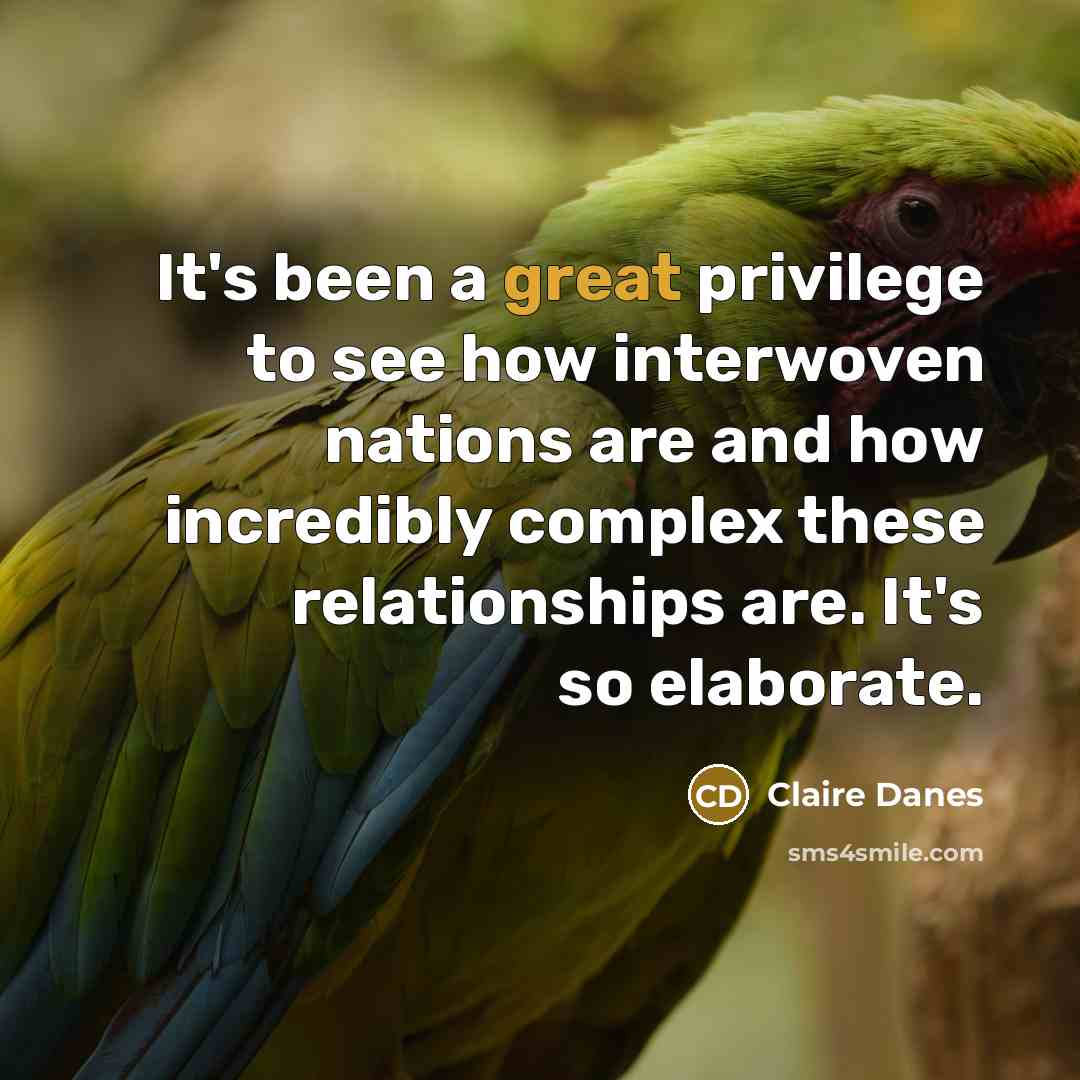 “It's been a great privilege to see how interwoven nations…” quote by Claire Danes