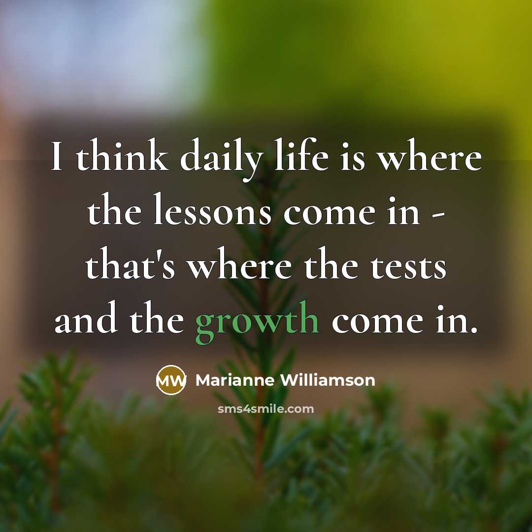 “I think daily life is where the lessons come in…” quote by Marianne Williamson
