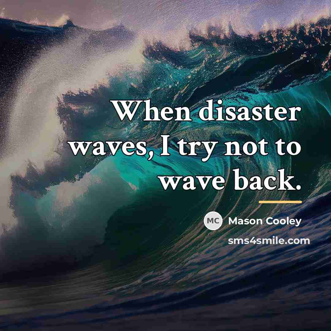 “When disaster waves, I try not to wave back.…” quote by Mason Cooley