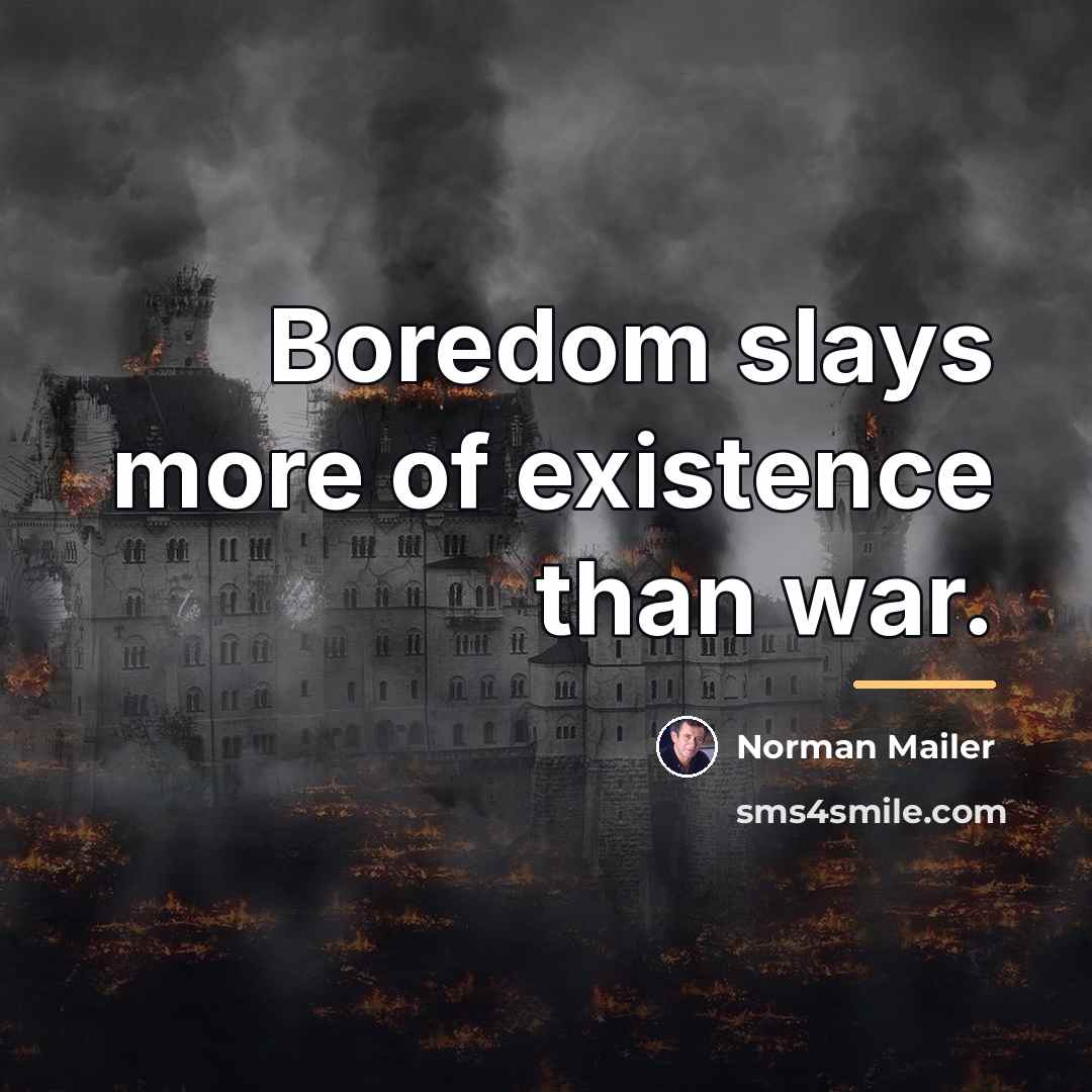 “Boredom slays more of existence than war.…” quote by Norman Mailer