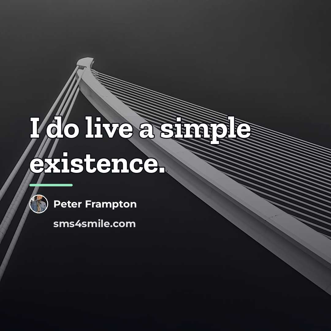 “I do live a simple existence.…” quote by Peter Frampton