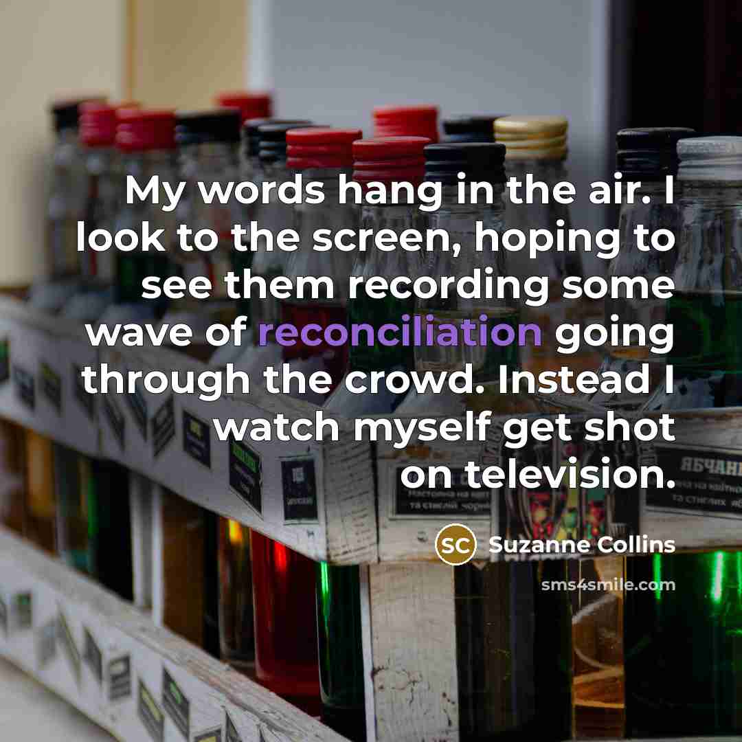 “My words hang in the air. I look to the…” quote by Suzanne Collins