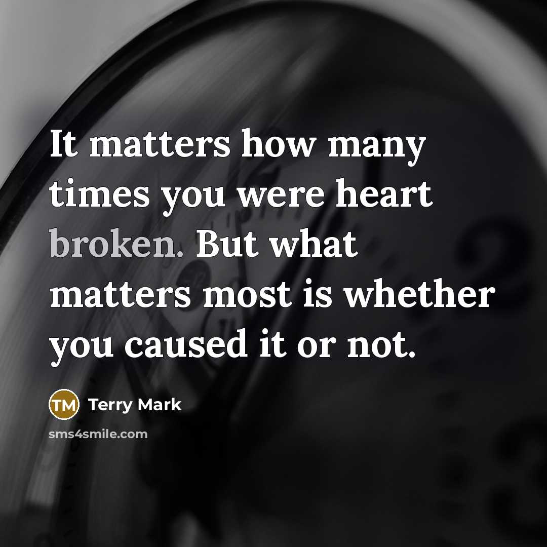 “It matters how many times you were heart broken. But…” quote by Terry Mark