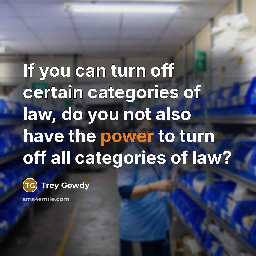 “If you can turn off certain categories of law, do…” quote by Trey Gowdy