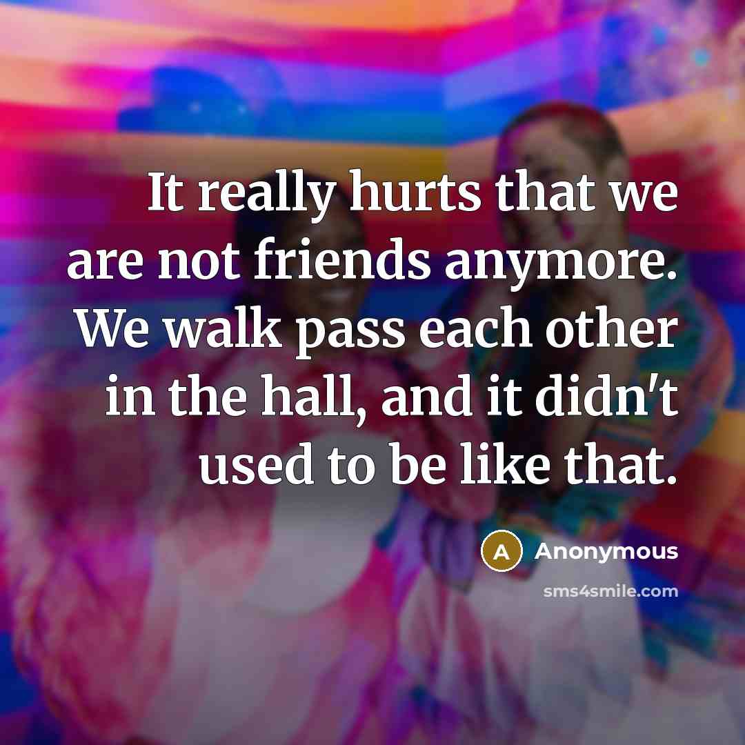 “It really hurts that we are not friends anymore. We…” quote by Anonymous