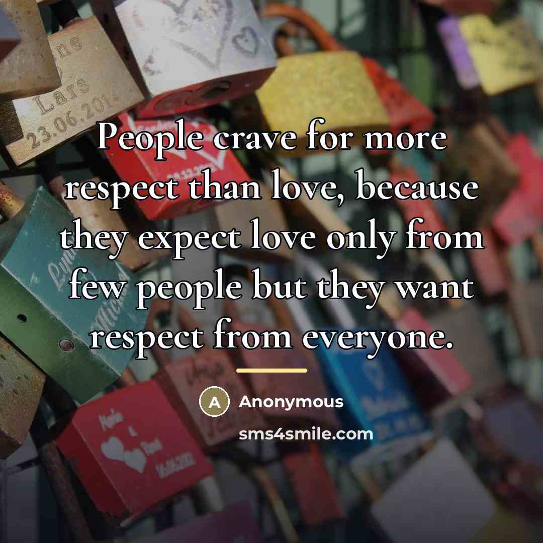 “People crave for more respect than love, because they expect…” quote by Anonymous