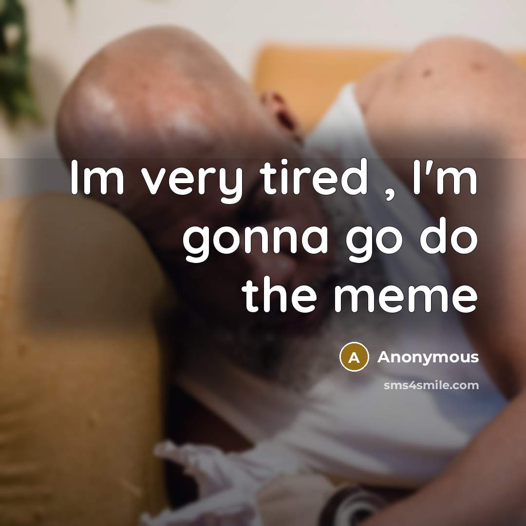 “Im very tired , I'm gonna go do the meme” quote by Anonymous