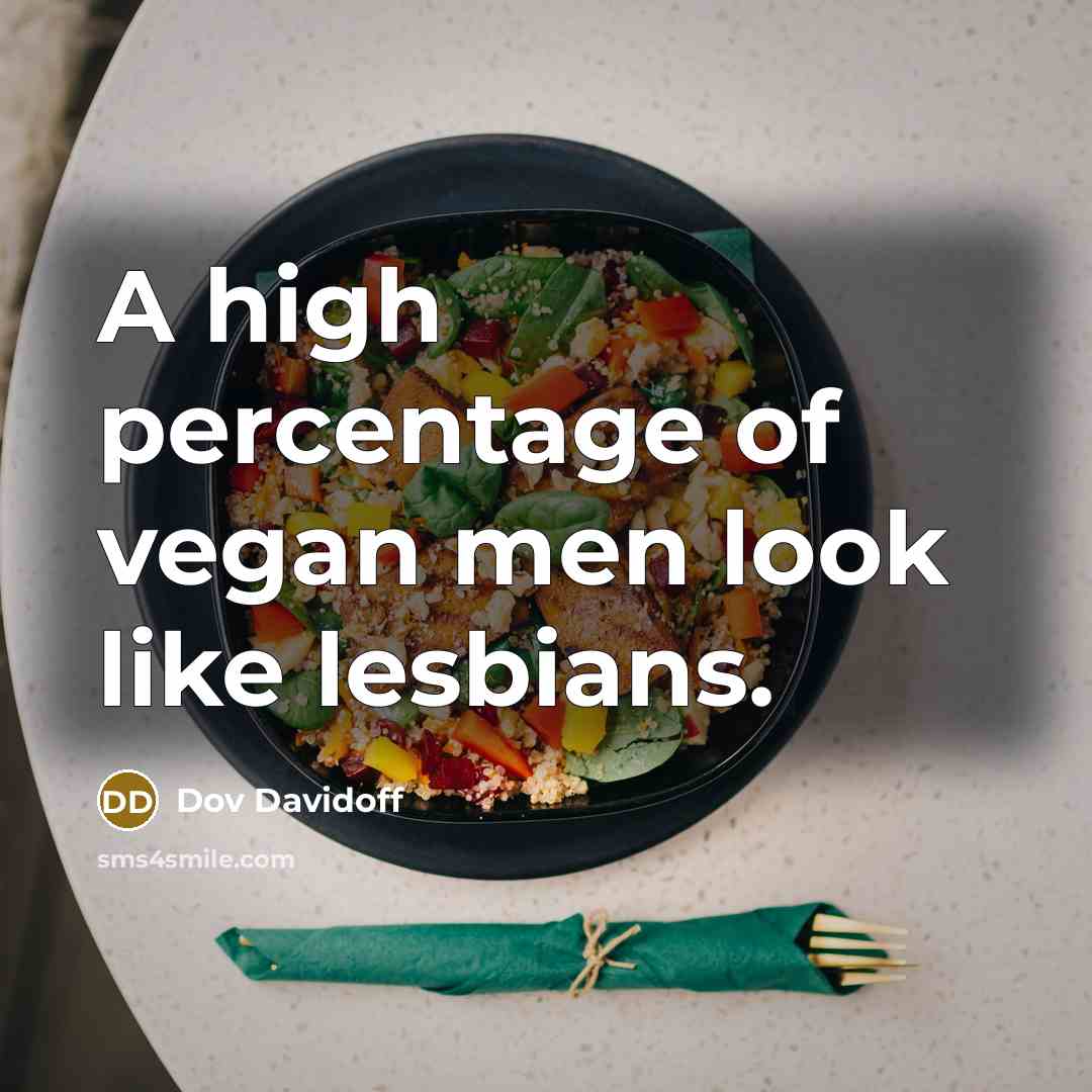 “A high percentage of vegan men look like lesbians.…” quote by Dov Davidoff