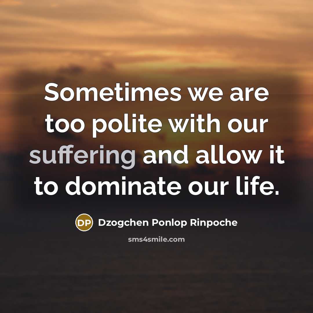 “Sometimes we are too polite with our suffering and allow…” quote by Dzogchen Ponlop Rinpoche