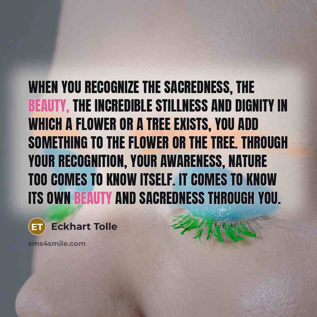 “When you recognize the sacredness, the beauty, the incredible stillness…” quote by Eckhart Tolle
