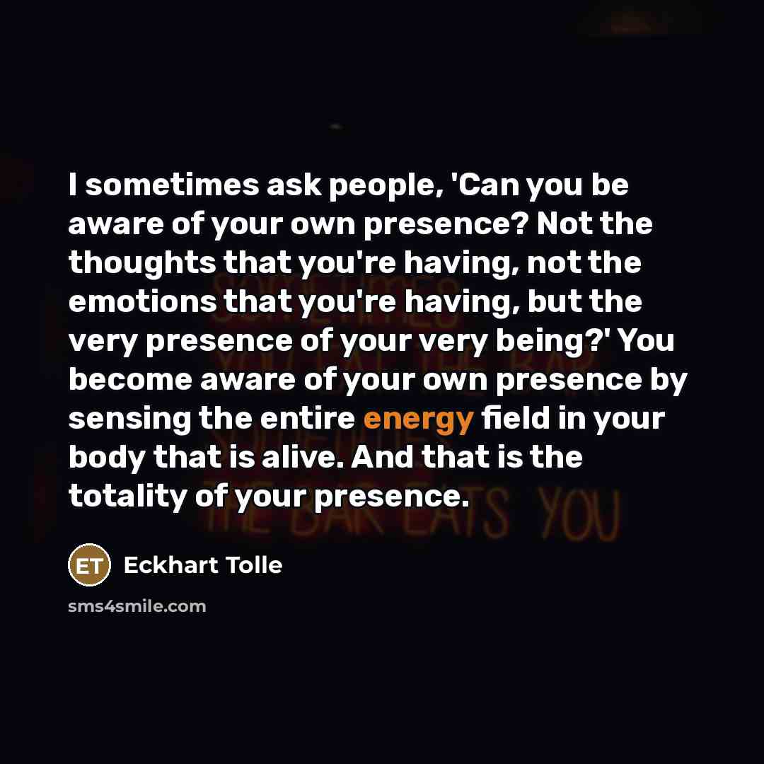 “I sometimes ask people, 'Can you be aware of your…” quote by Eckhart Tolle