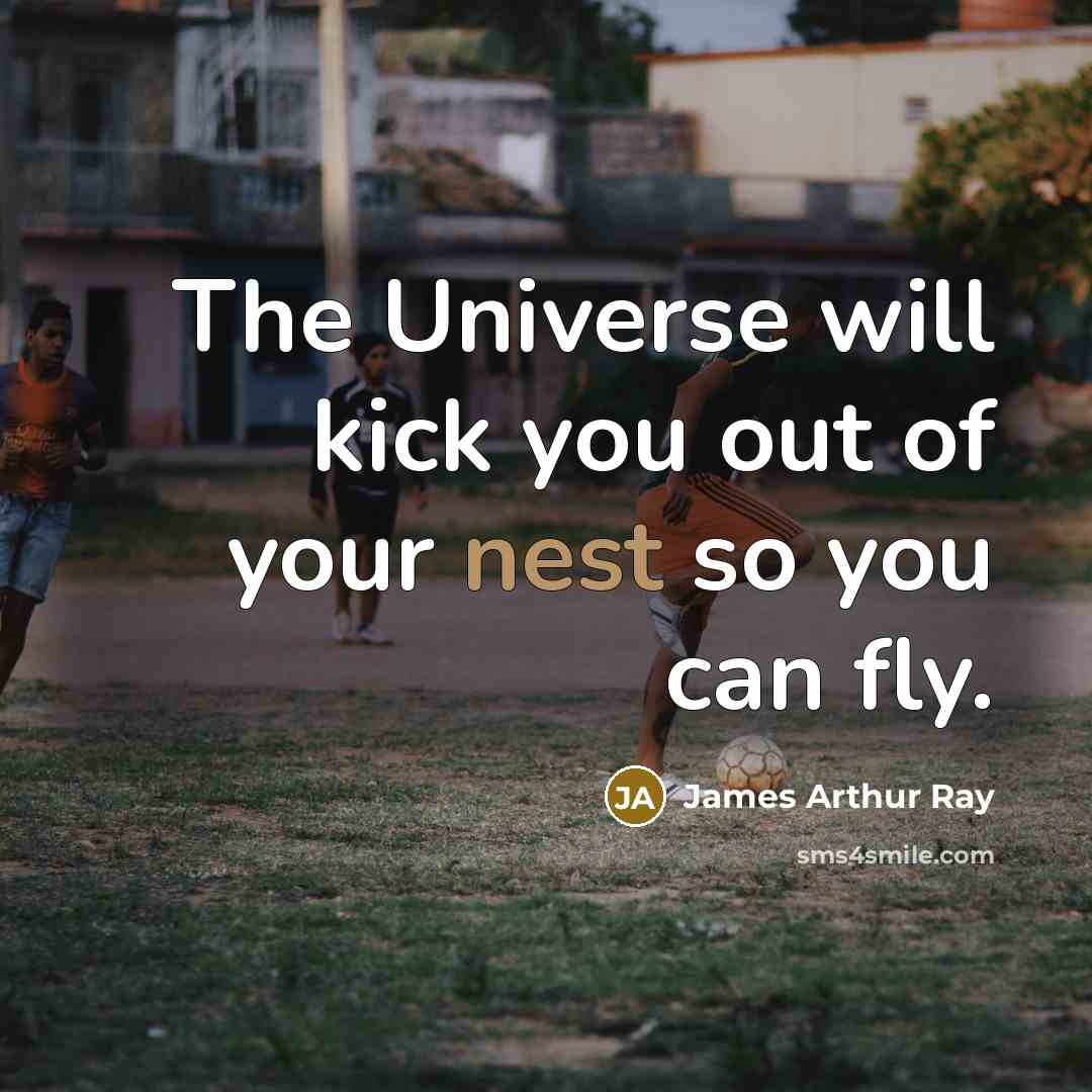 “The Universe will kick you out of your nest so…” quote by James Arthur Ray