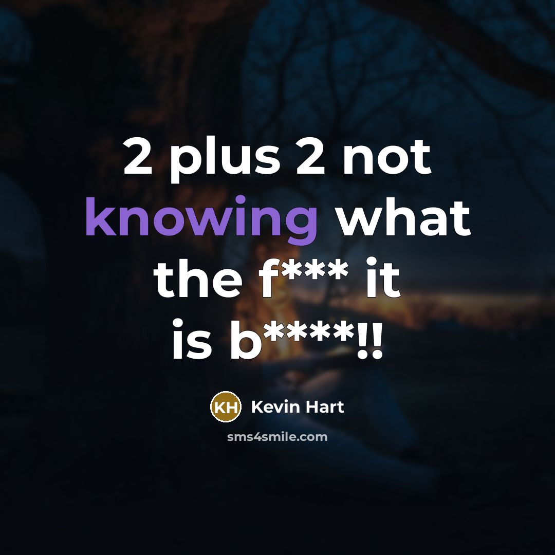 “2 plus 2 not knowing what the f*** it is…” quote by Kevin Hart