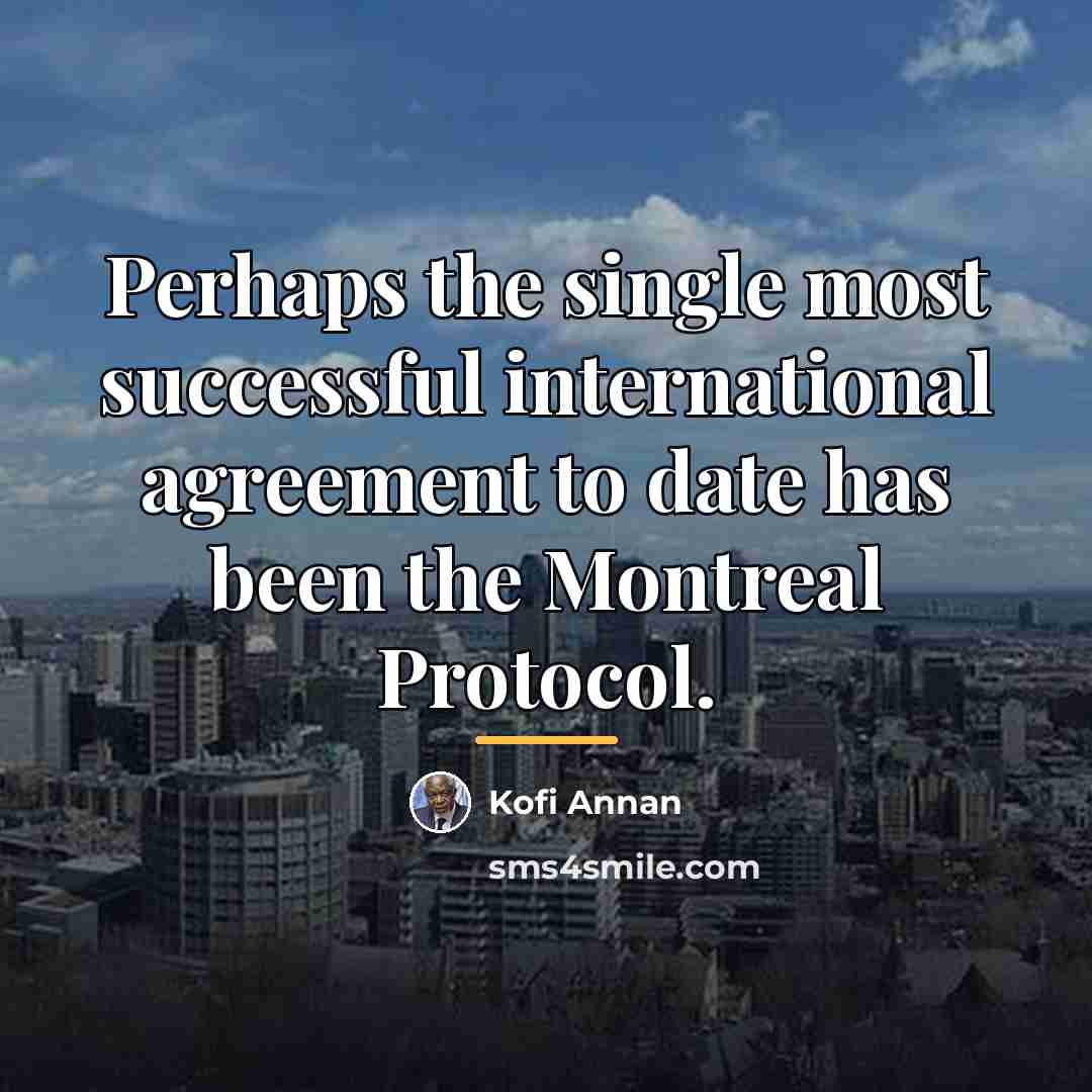 “Perhaps the single most successful international agreement to date has…” quote by Kofi Annan