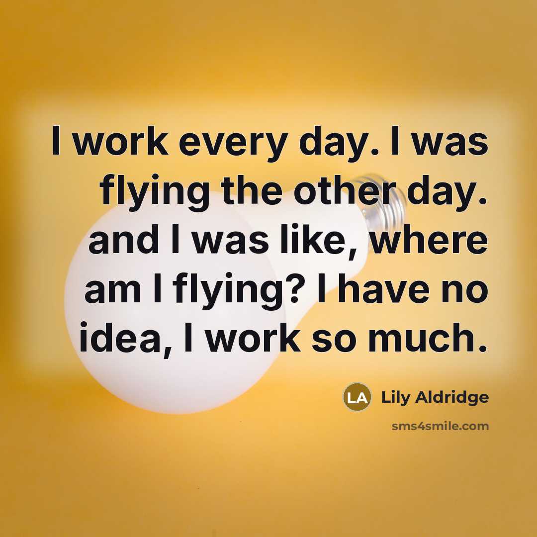 “I work every day. I was flying the other day.…” quote by Lily Aldridge