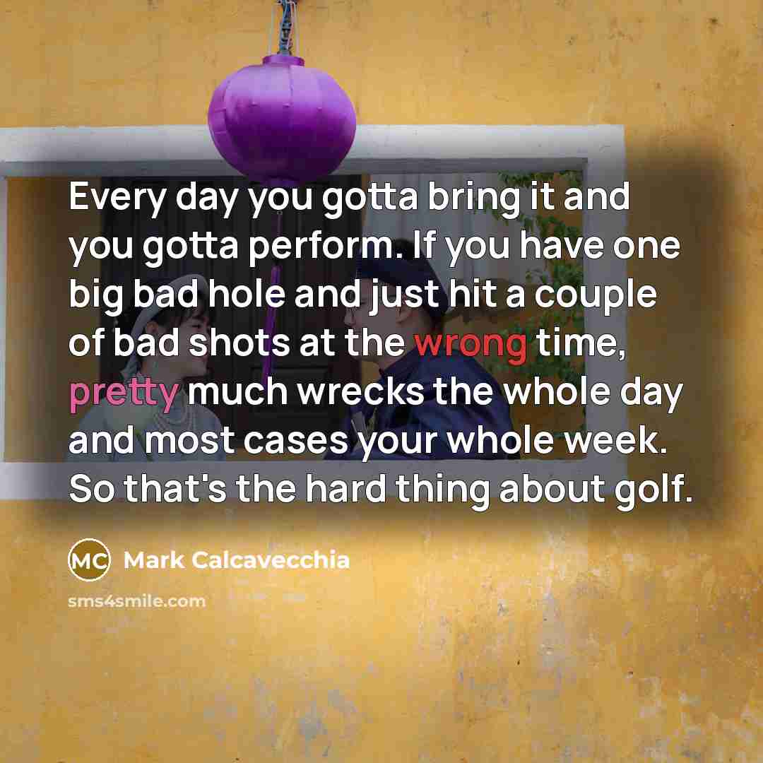 “Every day you gotta bring it and you gotta perform.…” quote by Mark Calcavecchia