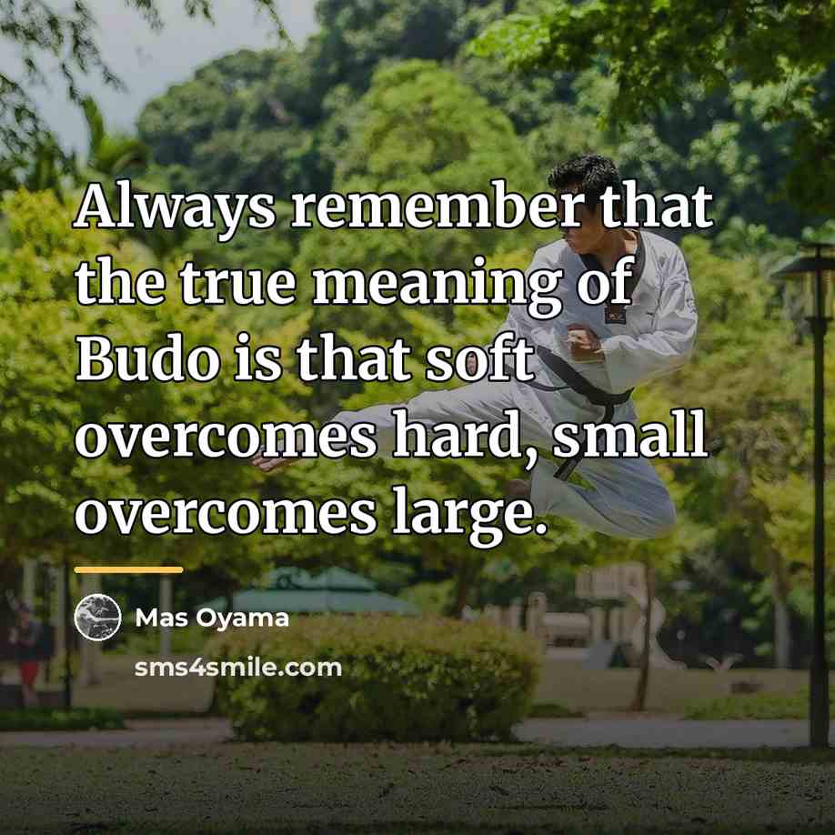 “Always remember that the true meaning of Budo is that…” quote by Mas Oyama