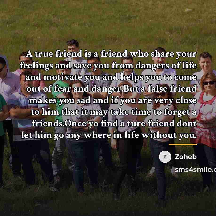 “A true friend is a friend who share your feelings…” quote by Zoheb